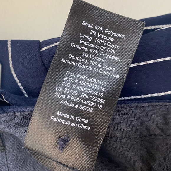 Aritzia BABATON Modesto Navy Stripe Trouser Cropped Dress Pants Ladies 00 Office - Picture 9 of 11